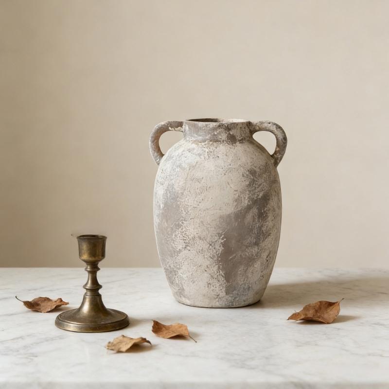 Ceramic Flower Vases Farmhouses Rustics Vases,Handcrafted Weathered Pottery Vases Terracotta Flower Vases Home Decors
