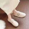 Winter new retro women's lazy half slippers casual non-slip velvet warm outer cotton shoes