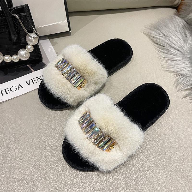 Fashion Winter 2025 New Women's Slippers Anti Slip Casual Indoor Flat Shoes Women's Warm Shoes Solid Color Fashion Women's Slippers