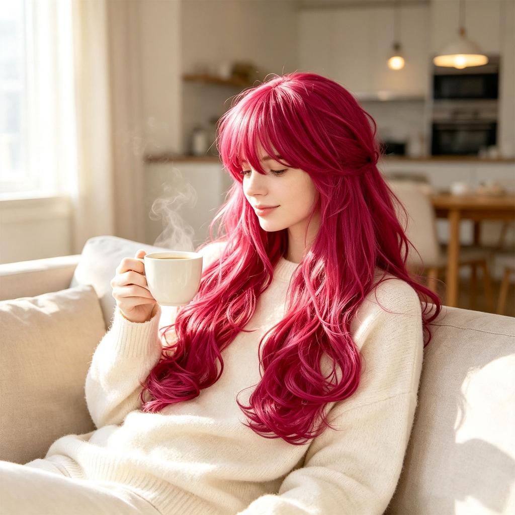 Parrucca Lunga per Bambina con Frangia per Cosplay e Accessorio per Capelli