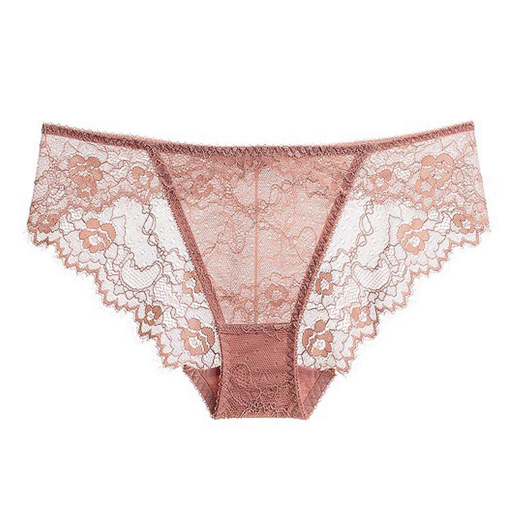 Dámské sexy krajkové průhledné kalhotky trojúhelníčkového střihu s nízkým pasem – Ultratenké, zvedající boky, design s výřezy