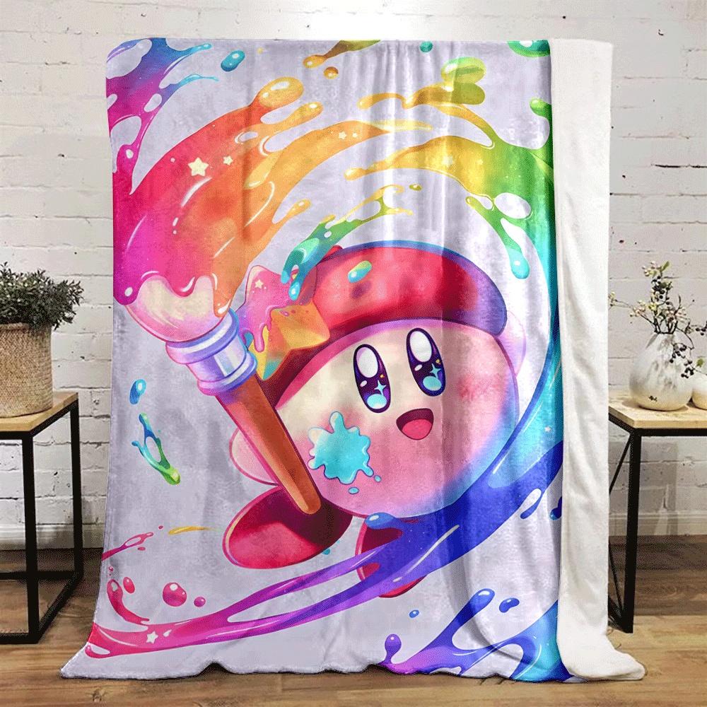 A cheerful character painting colorful, star-filled rainbow swirls. for all seasons blanket lunch break throw gift