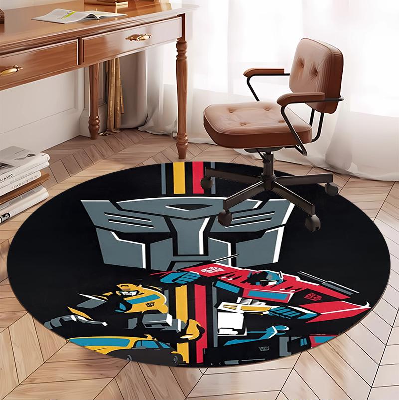 Transformers Pattern Round Rug, Indoor/Outdoor Mat, for Picnic, Gameroom, Bedroom, Office, Living Room, Home Decor Carpet, Birthday Gift