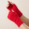 Wool Knitted Gloves Velvet Plush Mittens Lovely Half Finger Gloves  Students