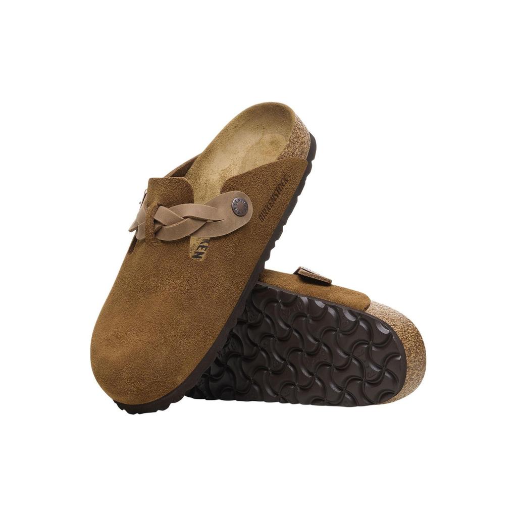 Birkenstock Boston Braided Suede Leather Narrow Mink Men Sneakers Brown 1026713