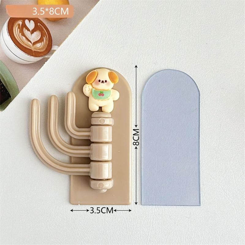 Cute Cartoon 3-in-1 Rotatable Hook Girls Dormitory Bedroom Wall Organizer Combination Hook Mask Key Hat Storage Bathroom Hanging