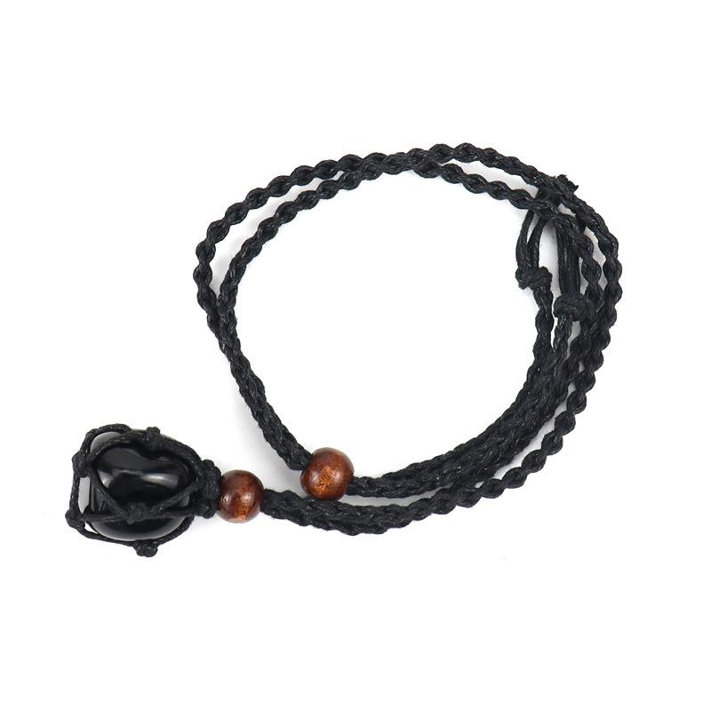 Natural Stone Mesh Pocket Woven Necklace Pendant Adjustable Retractable Mesh Pocket Hand Woven Necklace N557