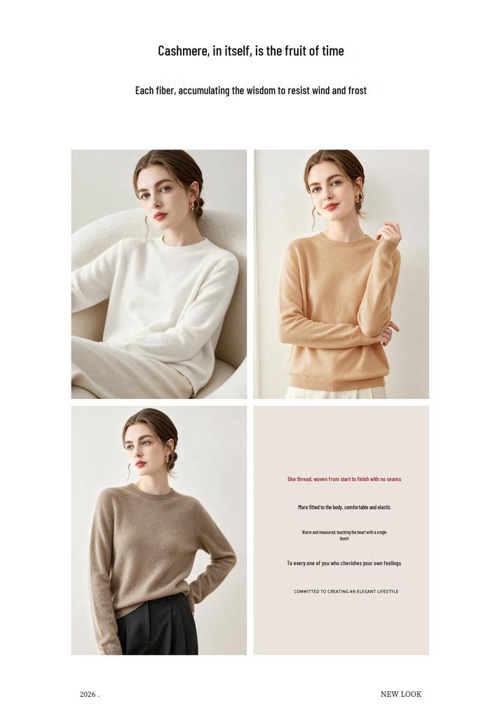 Lekasha Women's 100% Pure Cashmere Saddle Shoulder Round Neck Base Layer Sweater