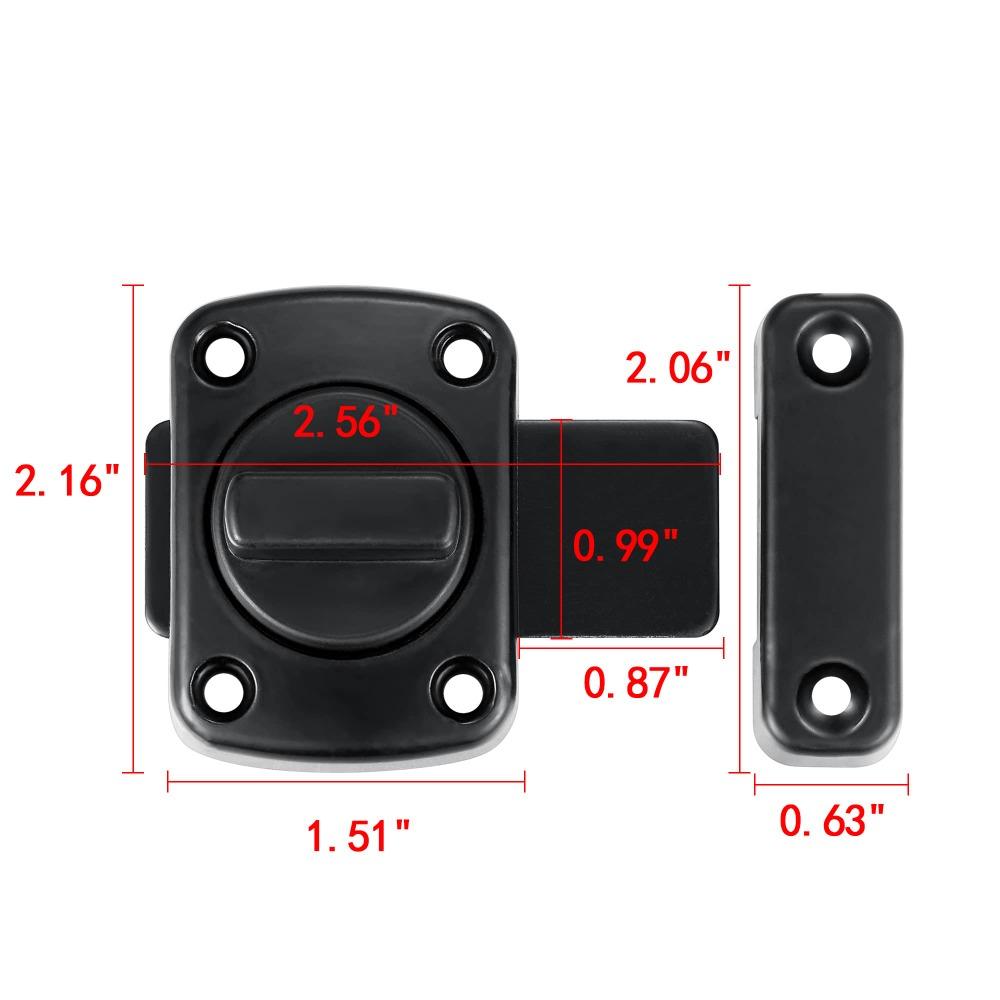 Rotate Bolt Door Lock Latch Black Gate Latches Portable Zinc Alloy Latch  Worker