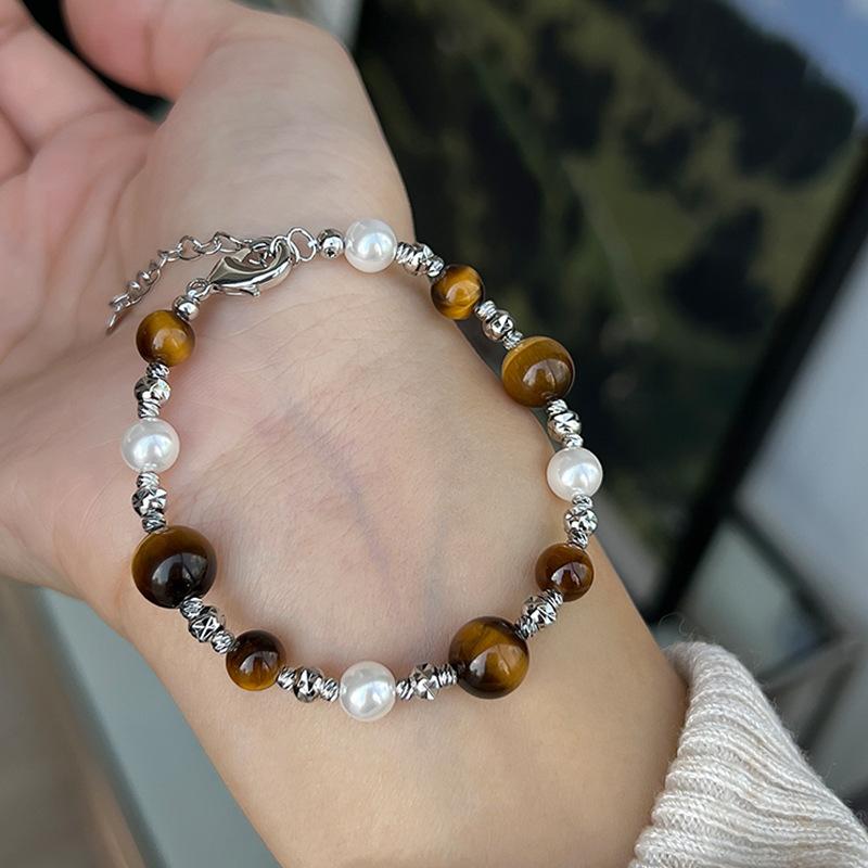 Браслет с бусинами  Глаз Тигра  в стиле Maillard, персональный, трендовый, универсальное украшение