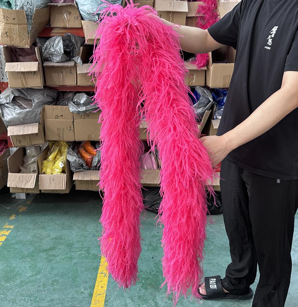 DIY Colorful Ostrich Feather Boa 6Ply Fluffy Shawl 0.5/1/2/3/4 Meter for Wedding Dress Carnival Performance Costume Party Decoration