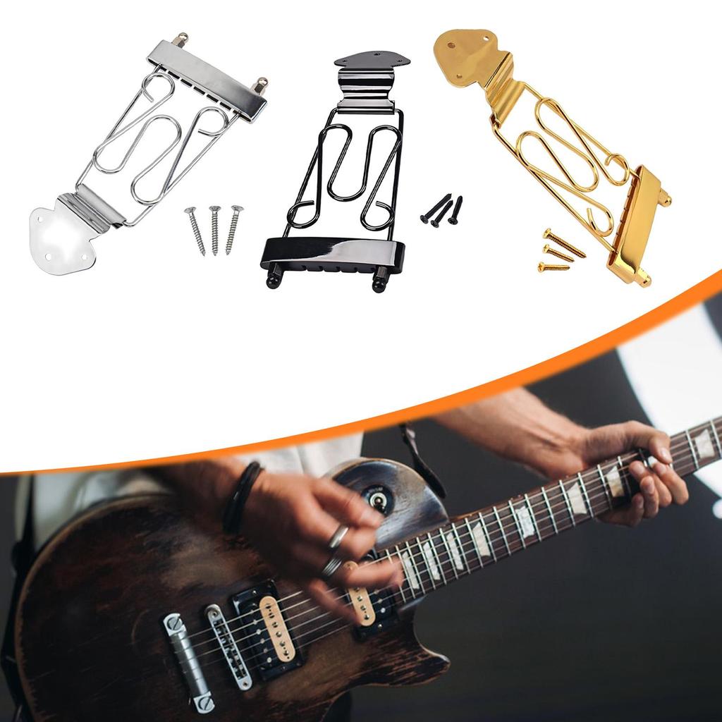 Guitar Trapeze Tailpiece with Mounting Screws, Replacement Repair Parts, Metal String Plate, 6 String for Jazz Archtop