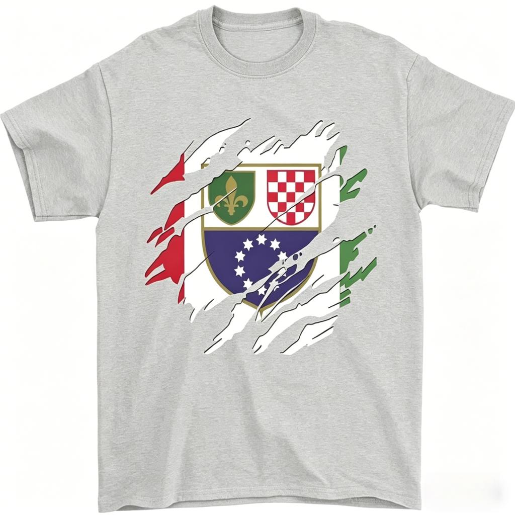 Hot Trending Torn Bosnia and Herzegovina Flag Day Football TShirt Design Preview Only Tshirt 2026 Unisexs Womens Cotton Tshirt