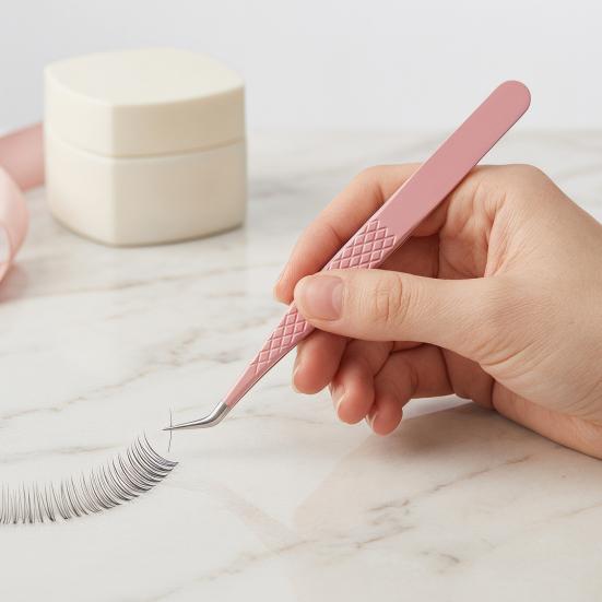 Lash Extension Tweezers for False Eyelashes Stainless Steel Lash Tweezers for Precise Eyelash Placement And Removal Rust-Proof Makeup Tool for