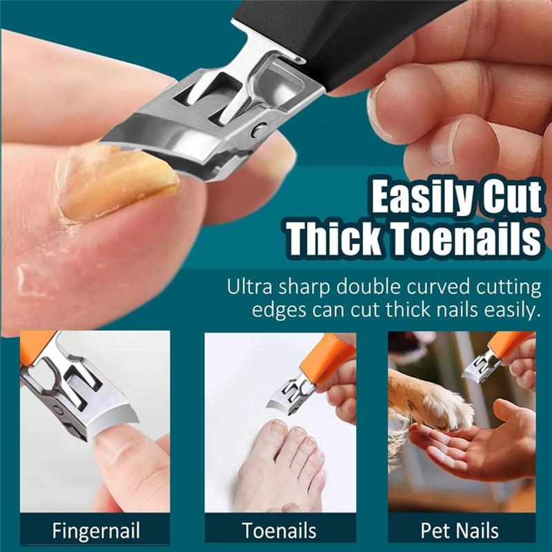 Wide Jaw Opening Anti-Splash Slanted Nail Clipper,No Splash Nail Trimmer For Men,Slanted Nail Clippers,2Pcs Ingrown Nail