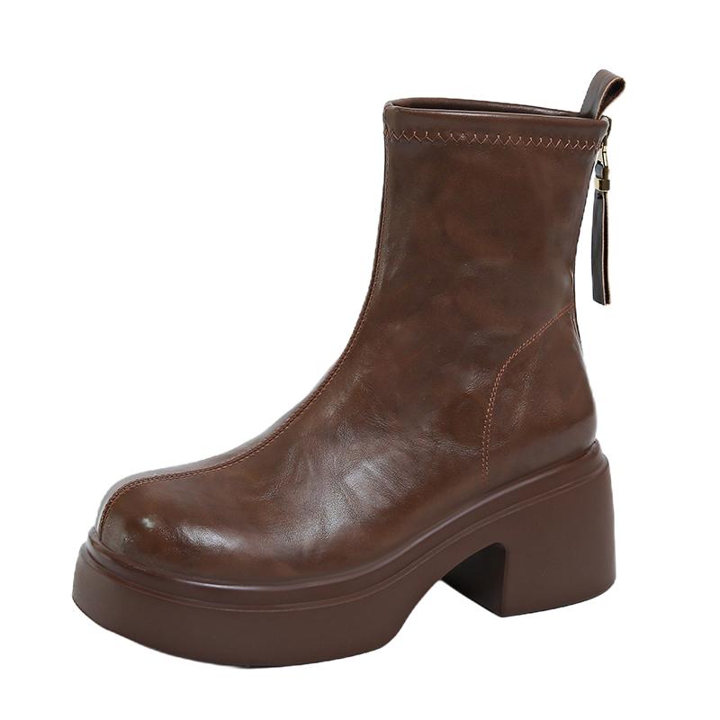 Fashion Aphixta New Patent Leather Women Ankle Boots Back Zip Concise Modern Boots 7cm Square Heel Shoe Woman Boats Botines Para Mujeres