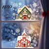 Christmas Window Clings Cabin Static Glass Stickers, PVC Snow House Windows Decals for Holiday Home Wall Stickers Decor, Reusable Waterproof Seasonal