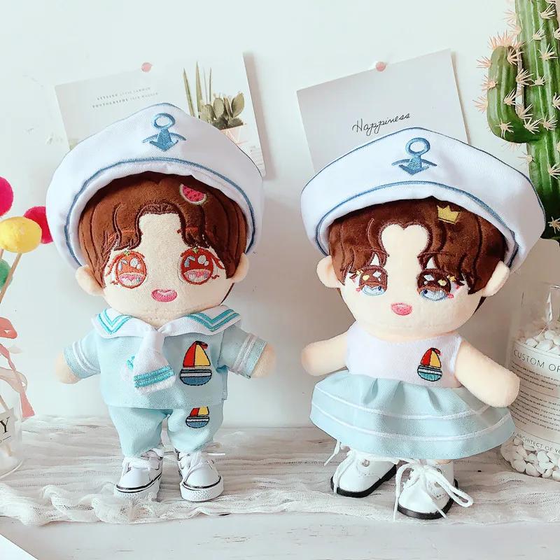 20cm Doll Clothes Lovely Hat Navy Uniform Suit Outfit Dolls Accessories for Korea Kpop EXO Cotton Idol Dolls Present DIY Playthings