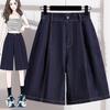 DIMANAF 2026 Summer Plus Size Women Pants Jeans Shorts Elastic Waist Oversize Loose Denim Cotton Solid Blue Short Pants Bottoms