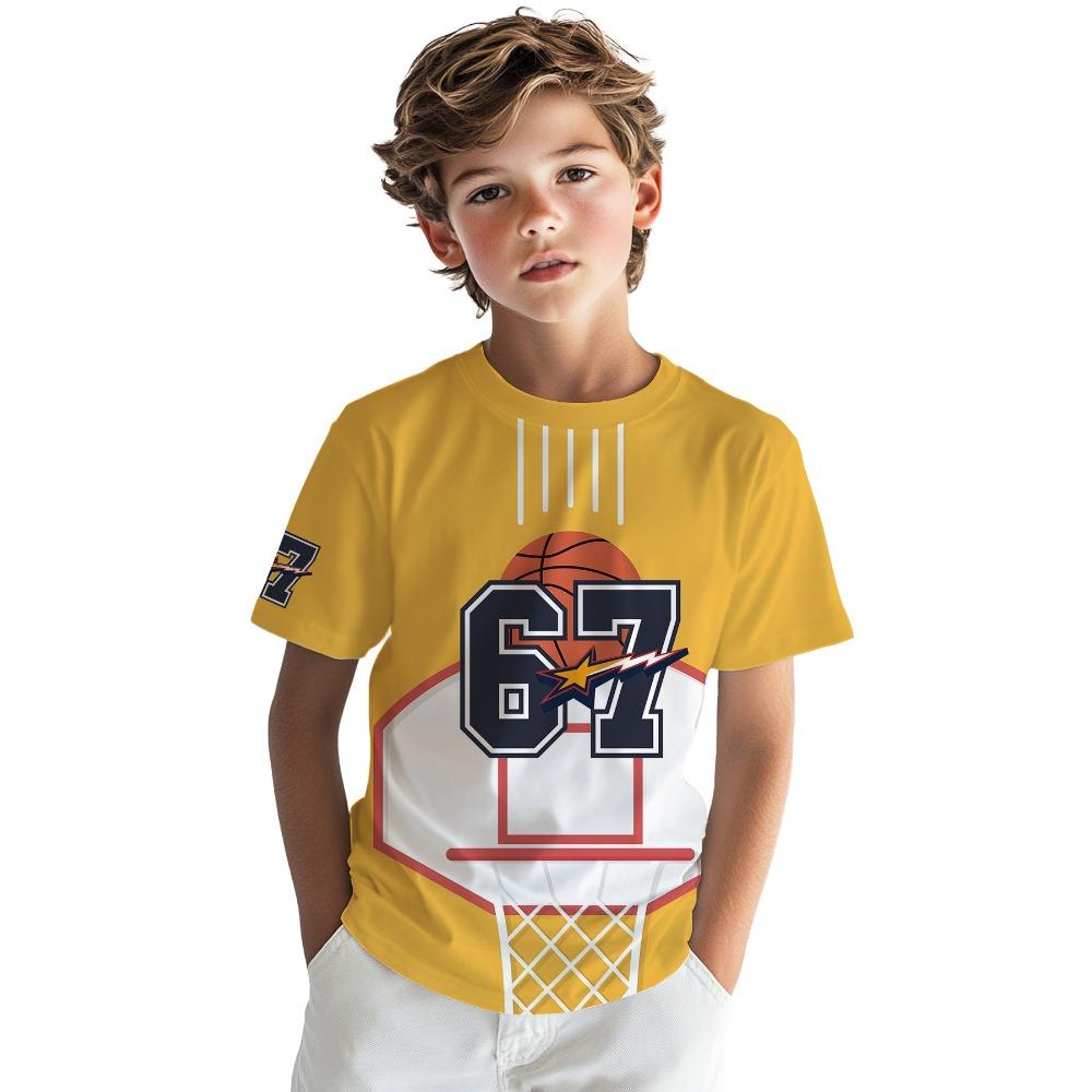 Boys T-shirt 3D digital printing outdoor sports boy tops 100