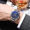 Simple Steel Belt Men's Watch Blue Light Glass Three-eye Quartz Watch Men