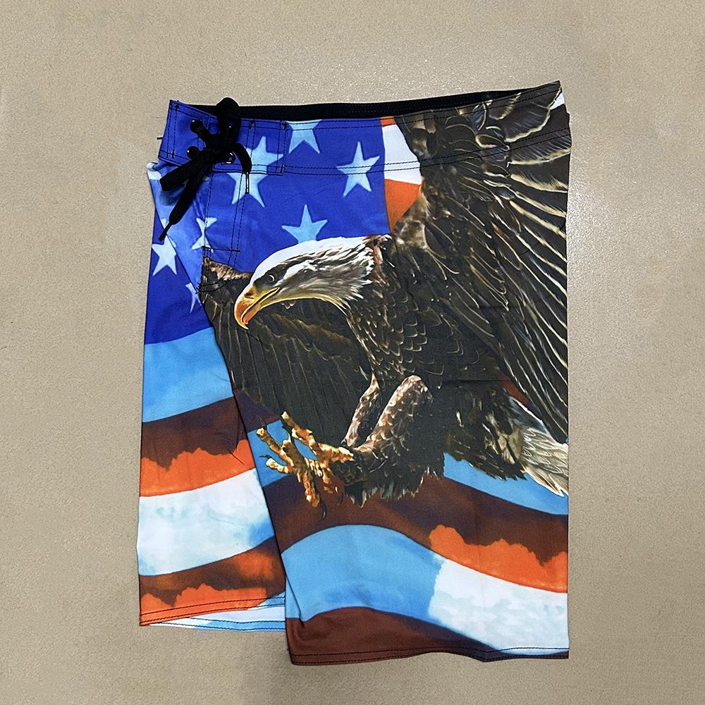 2024 Summer Men's Quick-Dry Eagle Print Beach Shorts