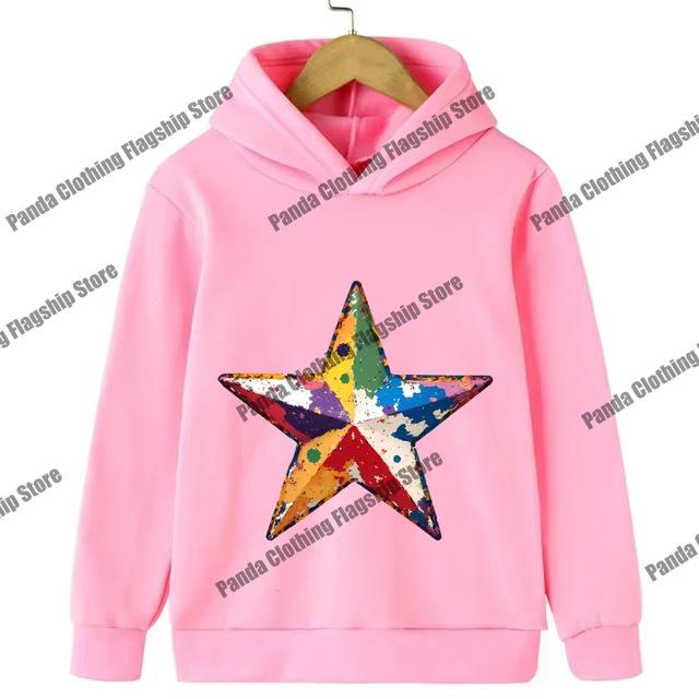 Pink Star Print Children's Hoodie for Boys and Girls - Long-Sleeved and Warm