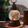 Christmas glowing music box with falling snowflakes, crystal ball, retro scene decoration, portable lantern, Santa Claus ornaments