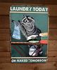 Raccoon Laundry Today or Tomorrow  Metal Wall Sign Animal Poster