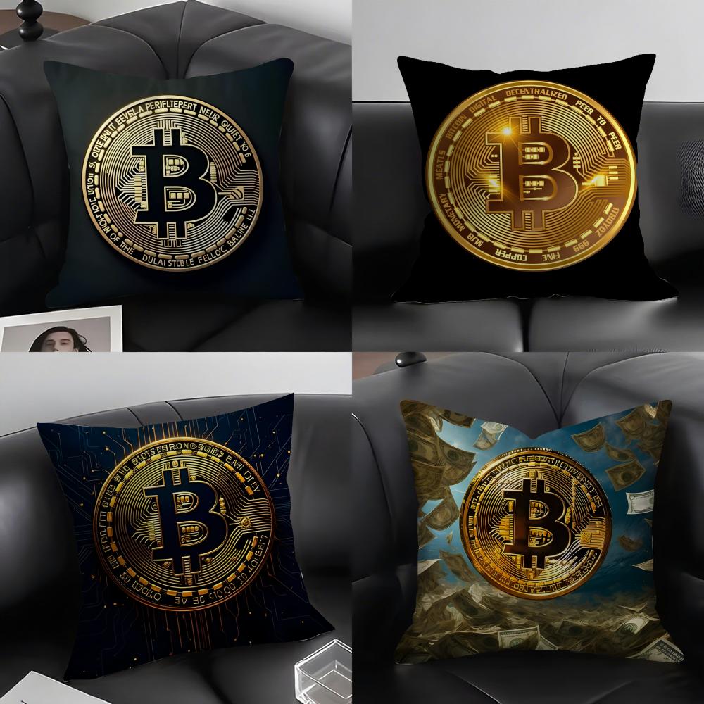 Bitcoin Fashion Cushion Cover Pillowcase Ultra Soft Skin Friendly Fabric Cloud Like Comfort & Concealed Zipper