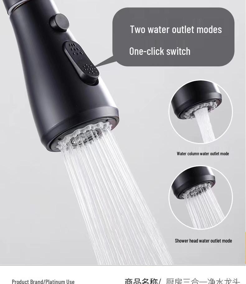 All-Copper Dual-Use Pull-Out Kitchen Faucet with Hot/Cold & Water Purifier