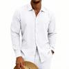Men's Loose Fit Long Sleeve Shirt Linen Material Button Down Collar Casual Beachwear Comfortable Breathable Summer Shirt