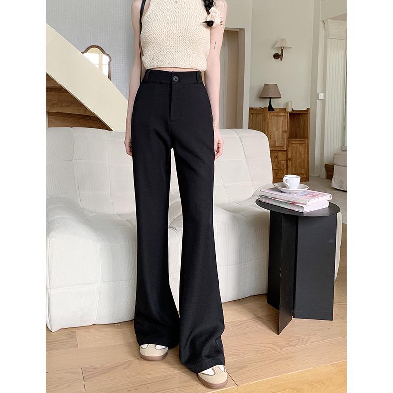 

2026 Spring Women s Slimming Micro-Flare Casual Pants with Elastic Waist and Drape Design Extra Large чорний