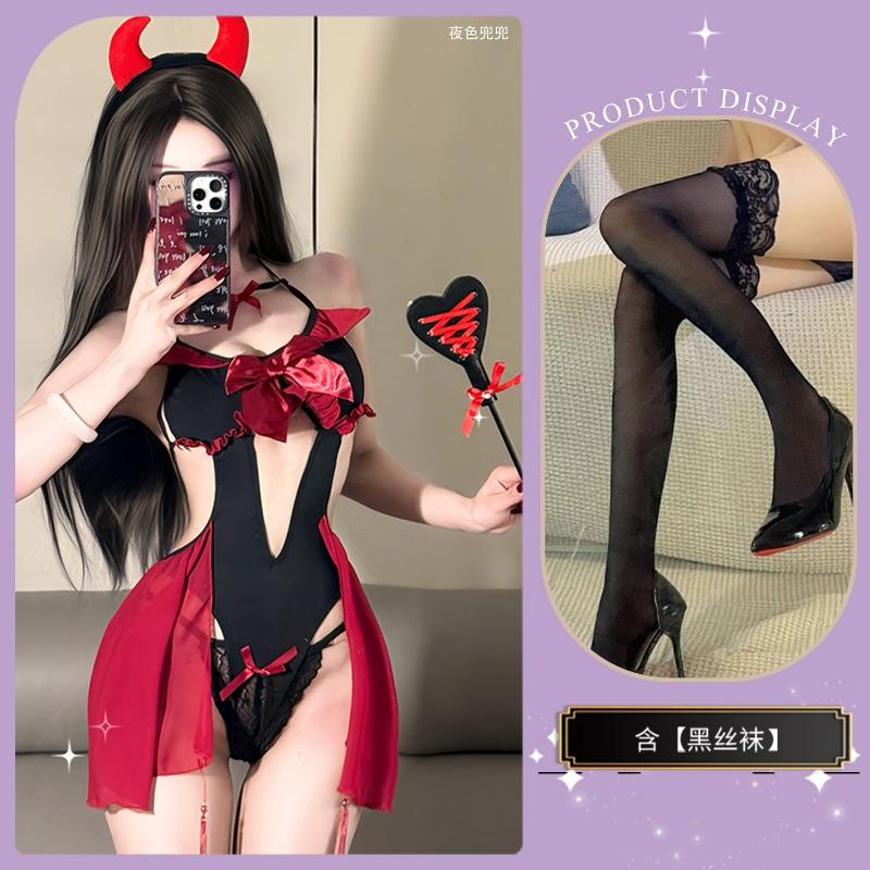 Sexy Little Devil Role Play Lingerie Bodysuit Set For Women