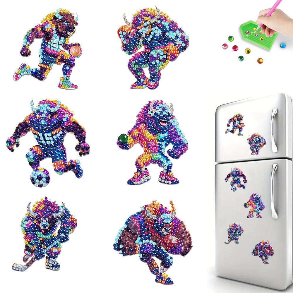 6Pcs Diamond Art Kits Fridge Magnets Diamond Art DIY Diamond Art Refrigerator Magnets DIY Art Crafts for Adults Beginners