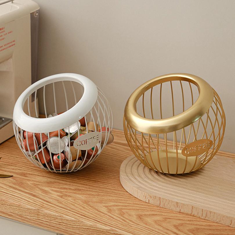 1 buc Creative Iron Cafea Capsule Organizator Fructe Gustări Depozitare Rack Multifuncțional Hollow Pod Diagonal Coș Articole de uz casnic