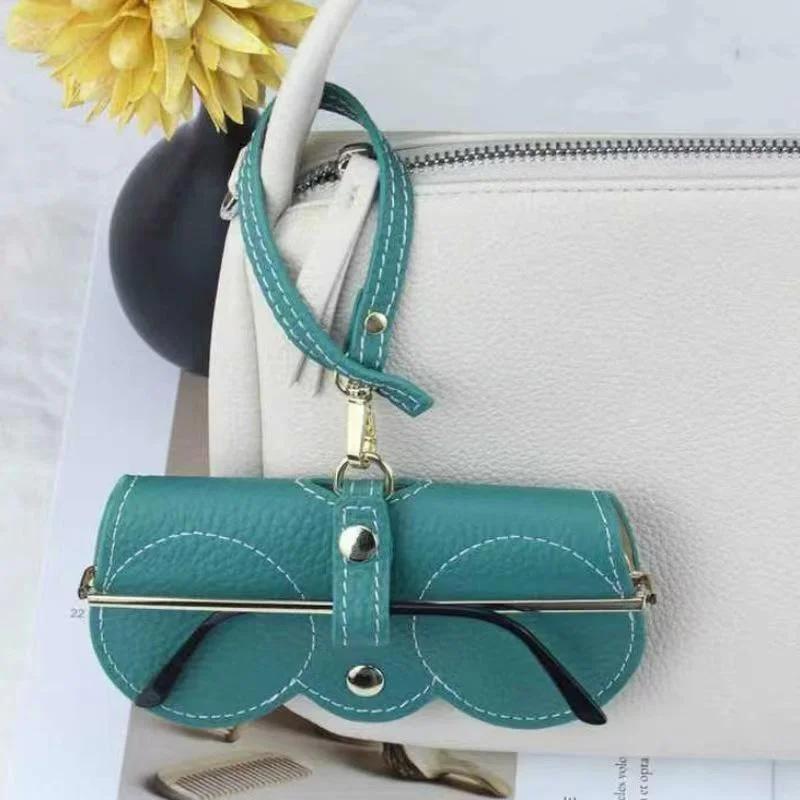 Litchi embosovaný kryt brýlí Roztomilý závěsný sluneční brýle z PU kůže Brýle na čtení Úložná taška Přenosný cestovní držák brýlí