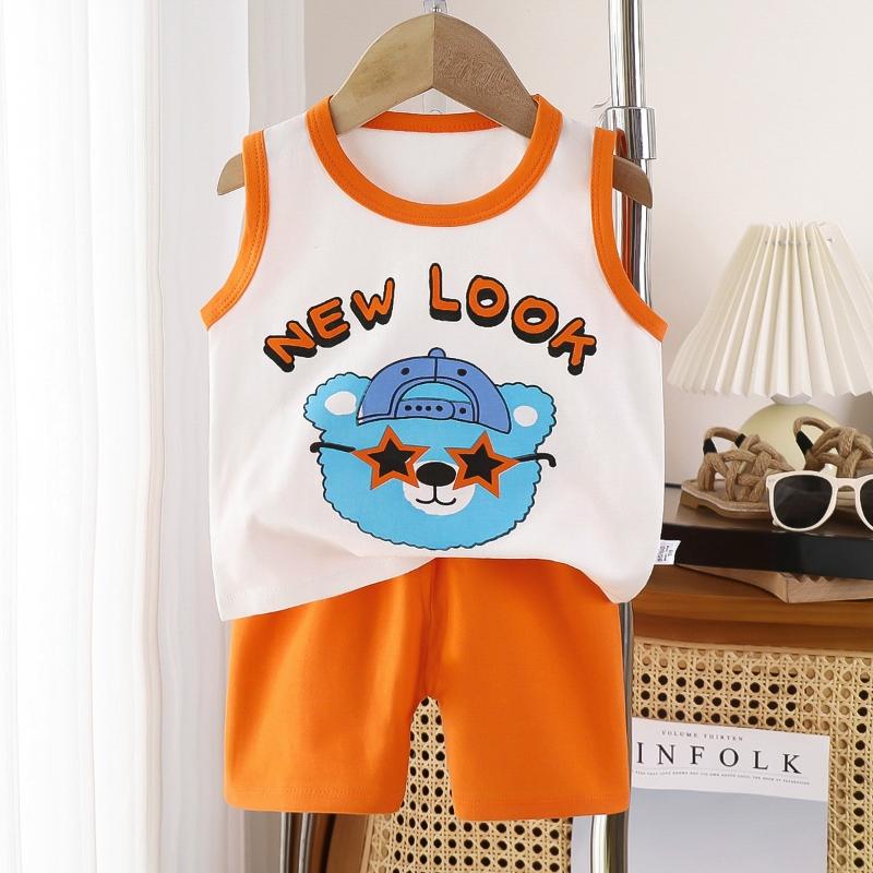 2pcs/set Children Sets Kids Cartoon Vest Suit Summer Sleeveless Tank Tops + Shorts Set Toddler Baby Boys Girls Outfits Clothes