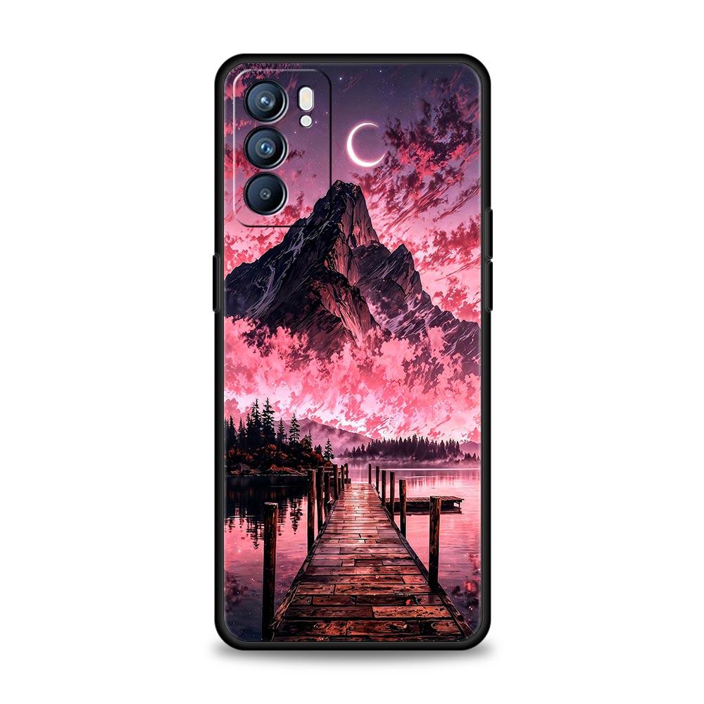 Pink Sunset Mountain Phone Case For Oppo Reno 13 12 11 10 7 F Find X5 X6 A98 A80 A79 A78 A57 A54 A31 A17 Pro 5G Soft TPU Cover