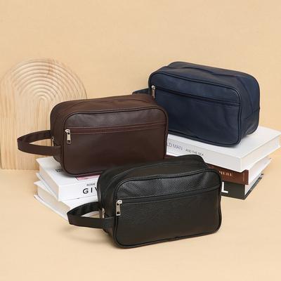 1 stücke Herren Business Reisetasche Reißverschluss Make-Up Taschen PU Leder Reise Kulturbeutel Kosmetik Organizer Aufbewahrungstasche Große Kapazität