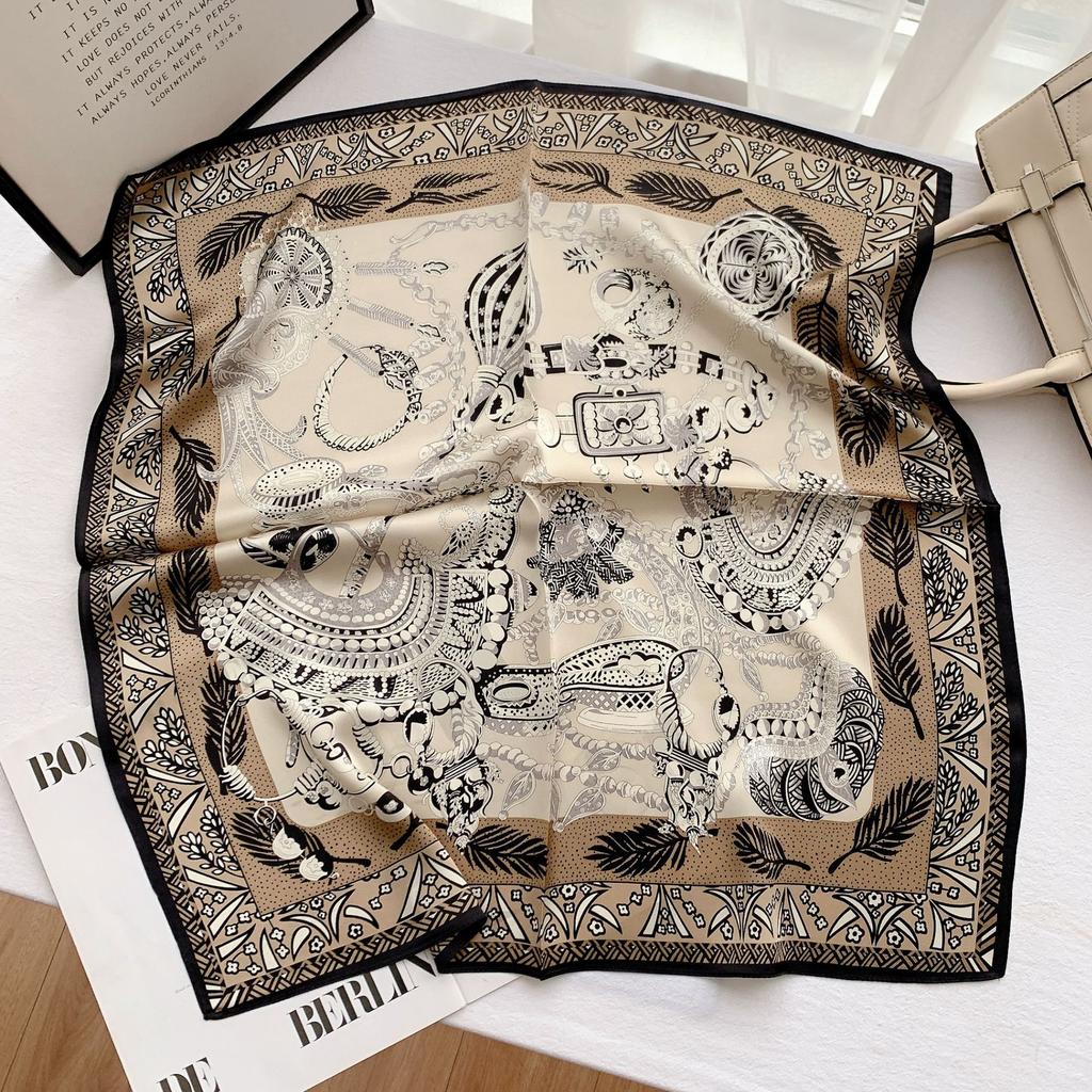 Foulard en soie imprimée mûrier motif léopard petit carré décoration printemps et automne foulard en soie professionnel foulard de cou mode 71cm
