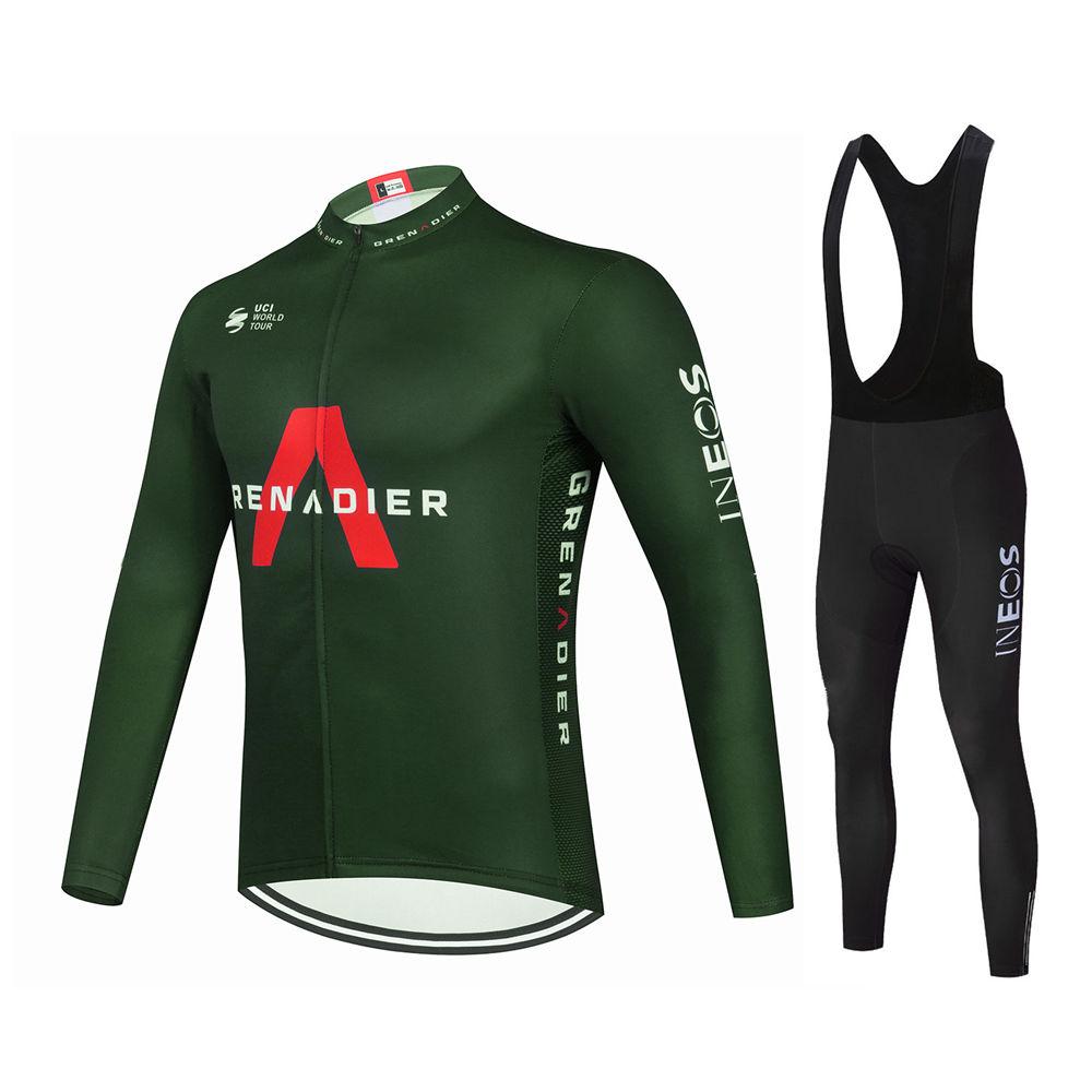 Ineos Team Long Sleeve Cycling Jersey Set for Men, MTB Bike Clothing, Bicycle Wear, 19D Gel Bib Pants 2026