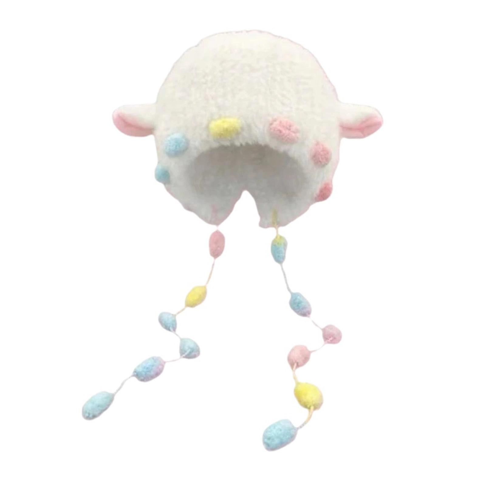 

Прекрасная плюшевая шапка с овечьими ушками и теплыми наушниками, зимняя шапка для активности для женщин, девушек, шапка-пуловер, шапка-ушанка для защиты ушей белый