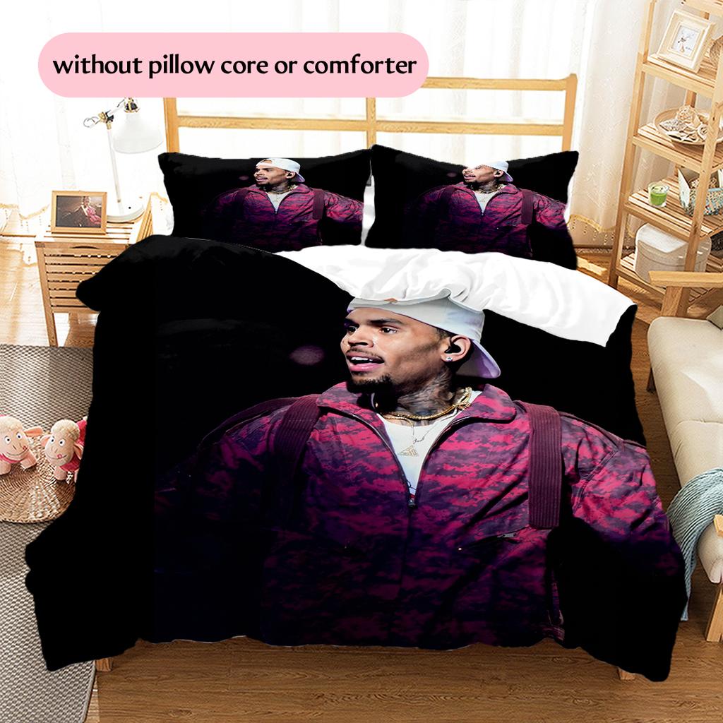 Chris Brown Pattern Bedding Home Decoration Birthday Gift (1 * duvet cover + 2 * pillowcase, without core)