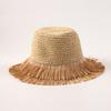 European and American New Fringed Basin Hat Hand Crocheted Straw Hat Foldable Beach Sun Hat Hollow Sunscreen Bucket Hat