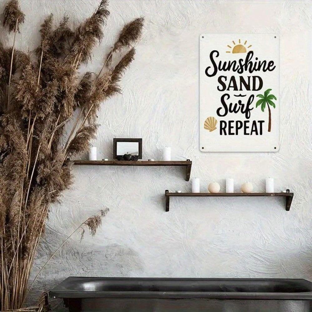 Vintage Metal Sign Surfing Beach Bar Wall Decor
