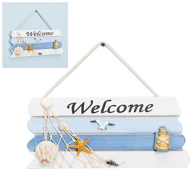 Insegna di Benvenuto Nautica Oceano Mediterraneo in Legno con Stelle Marine Conchiglie per Decorazione Porta Casa Bar Negozio