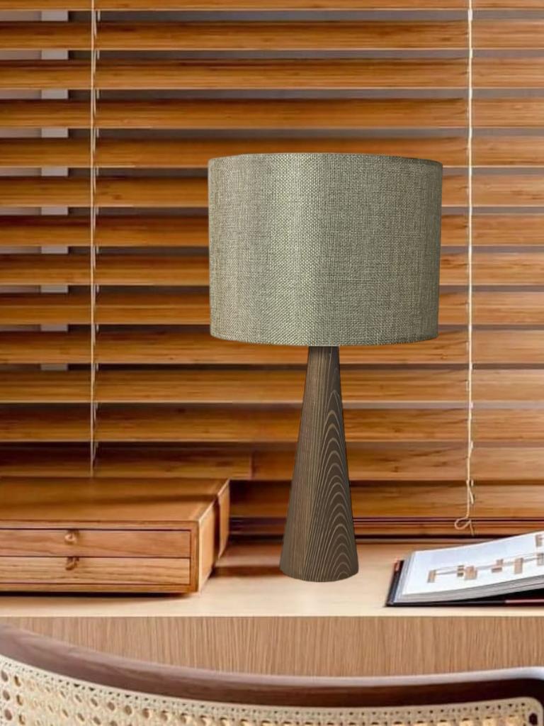 

Wooden Conical Body Design Lampshade Fabric Headboard Kumbeige