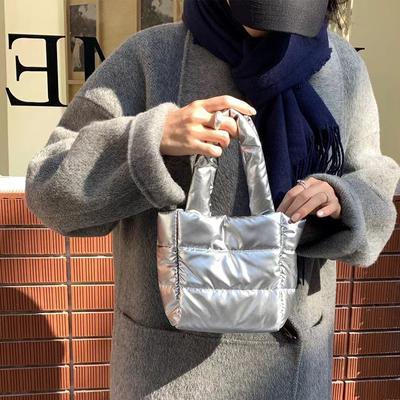 Semplice Borsa in Nylon Leggera Piccola Borsa da Donna con Clip Borsa a Mano in Cotone Borsa a Spalla a Tracolla