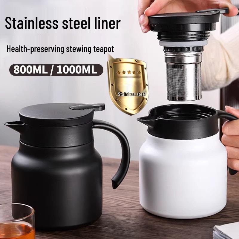 

Stainless Steel Large Capacity Slow Brew Tea Pot with Tea and Water Separation for Home Use 800ML